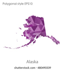 Alaska state map in geometric polygonal style.Abstract gems triangle,modern design background. Vector illustration EPS10
