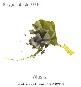 Alaska state map in geometric polygonal style.Abstract gems triangle,modern design background. Vector illustration EPS10