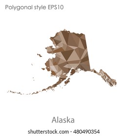 Alaska state map in geometric polygonal style.Abstract gems triangle,modern design background. Vector illustration EPS10