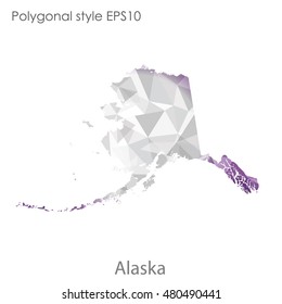 Alaska state map in geometric polygonal style.Abstract gems triangle,modern design background. Vector illustration EPS10