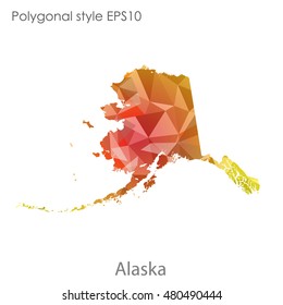 Alaska state map in geometric polygonal style.Abstract gems triangle,modern design background. Vector illustration EPS10
