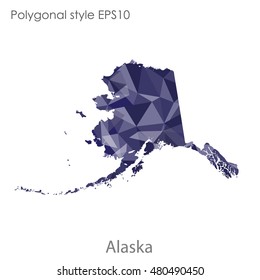 Alaska state map in geometric polygonal style.Abstract gems triangle,modern design background. Vector illustration EPS10