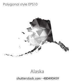 Alaska state map in geometric polygonal style.Abstract gems triangle,modern design background. Vector illustration EPS10
