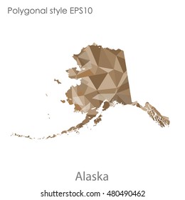 Alaska state map in geometric polygonal style.Abstract gems triangle,modern design background. Vector illustration EPS10