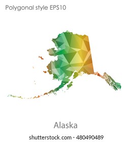 Alaska state map in geometric polygonal style.Abstract gems triangle,modern design background. Vector illustration EPS10