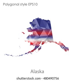 Alaska state map in geometric polygonal style.Abstract gems triangle,modern design background. Vector illustration EPS10