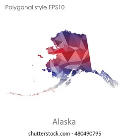 Alaska state map in geometric polygonal style.Abstract gems triangle,modern design background. Vector illustration EPS10