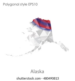 Alaska state map in geometric polygonal style.Abstract gems triangle,modern design background. Vector illustration EPS10