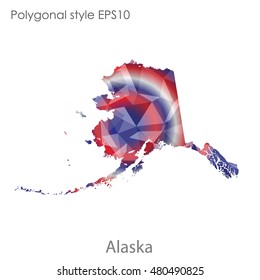 Alaska state map in geometric polygonal style.Abstract gems triangle,modern design background. Vector illustration EPS10