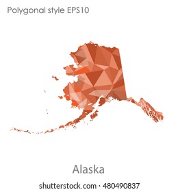 Alaska state map in geometric polygonal style.Abstract gems triangle,modern design background. Vector illustration EPS10
