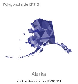 Alaska state map in geometric polygonal style.Abstract gems triangle,modern design background. Vector illustration EPS10