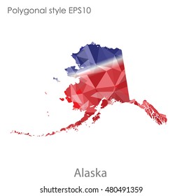 Alaska state map in geometric polygonal style.Abstract gems triangle,modern design background. Vector illustration EPS10