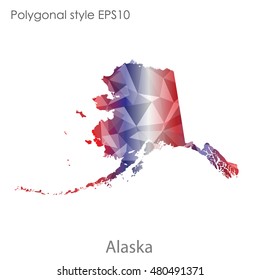 Alaska state map in geometric polygonal style.Abstract gems triangle,modern design background. Vector illustration EPS10