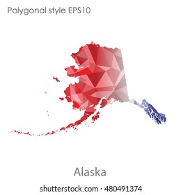 Alaska state map in geometric polygonal style.Abstract gems triangle,modern design background. Vector illustration EPS10