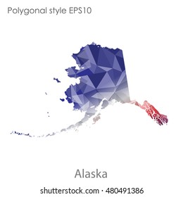 Alaska state map in geometric polygonal style.Abstract gems triangle,modern design background. Vector illustration EPS10