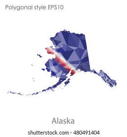 Alaska state map in geometric polygonal style.Abstract gems triangle,modern design background. Vector illustration EPS10