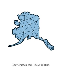 Alaska state map polygonal illustration made of lines and dots, isolated on white background. US state low poly design