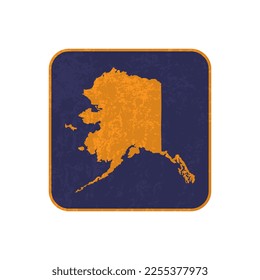 Mapa cuadrado del estado de Alaska con textura gruesa. Ilustración vectorial.