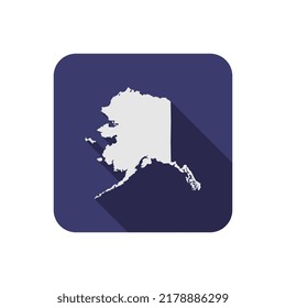 Alaska state on square red map with long shadow