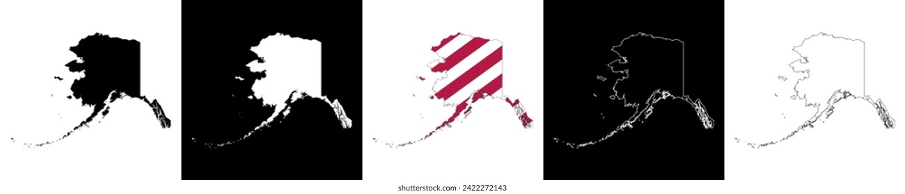 Alaska state outline map set
