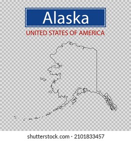 Alaska state outline map, United States of America line icon, map borders of the USA Alaska state.