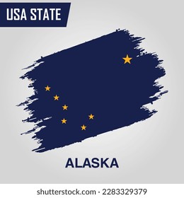 Alaska State Region of United States of America Grunge Vector flag template 