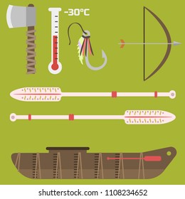 Alaska state symbols flat style vector america travel tools national geographic outdoor north arctic icons illustration