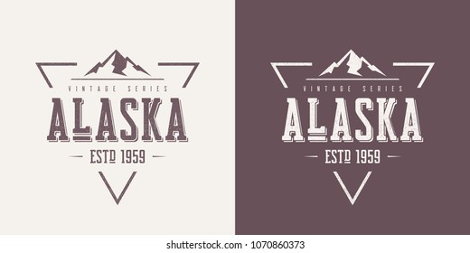 Alaska state textured vintage vector t-shirt and apparel design, typography, print, logo, poster. Global swatches.