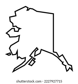 Alaska state of United States of America, USA. Simplified thick black outline map. Simple flat vector illustration