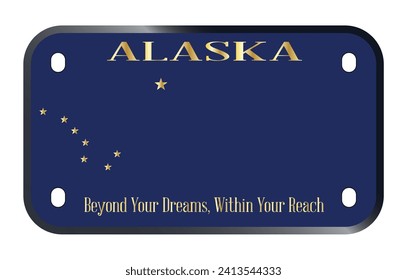 Alaska State USA motorcycle licence license plate over a white background