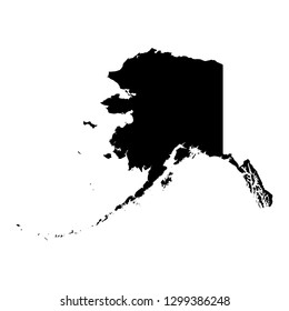 Alaska, state of USA - solid black silhouette map of country area. Simple flat vector illustration.