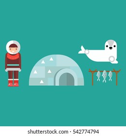 Alaska symbols vector illustration.