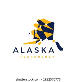 alaska technology connection geometric low poly logo vector icon illustration
