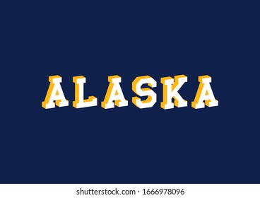 Alaska text with 3d isometric effect.