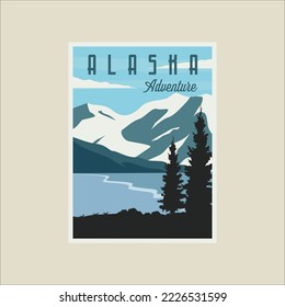 diseño gráfico de la plantilla de ilustración de afiches del vector de viaje de alaska. bandera de los estados unidos de américa para el concepto de viajes