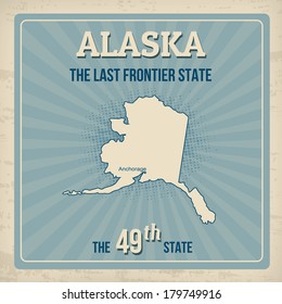 Alaska travel vintage grunge poster, vector illustration