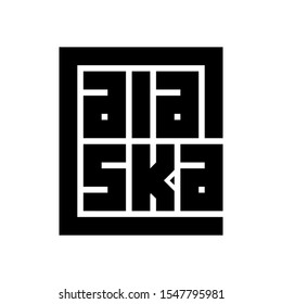 Alaska Typography Logo. Calligraphy logo of Alaska. Alaska logo in Block Code Style.