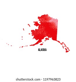 Alaska. United States Of America. Vector illustration. Watercolor texture. 