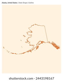 Alaska, United States. Simple vector map. State shape. Outline style. Border of Alaska. Vector illustration.
