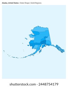 Alaska, United States. Simple vector map. State shape. Solid Regions style. Border of Alaska. Vector illustration.