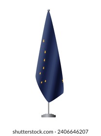 Alaska US flag on flagpole for official meetings, transparent background, vector