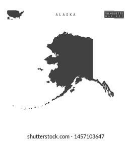 Alaska US State Blank Vector Map Isolated on White Background. High-Detailed Black Silhouette Map of Alaska.