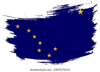 Alaska US State brush stroke flag vector background. Hand drawn grunge style painted isolated banner.