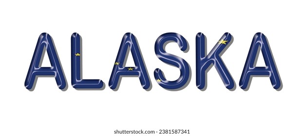 Alaska USA flag text font, 3D Alaska USA flag colorful background, Alaska USA flag vector illustration