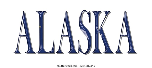 Alaska USA flag text font, 3D Alaska USA flag colorful background, Alaska USA flag vector illustration