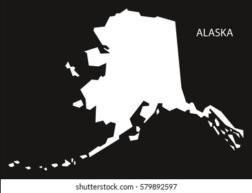 Alaska USA Map black inverted silhouette