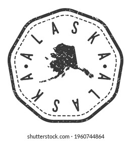 Alaska, USA Stamp Skyline Postmark. Silhouette Postal Passport. City Round Vector Icon. Vintage Postage Design.