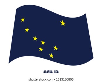 Alaska (USA State) Flag Waving Vector Illustration on White Background. Flag of the United States of America.