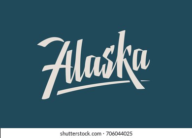 Alaska USA State Word Logo Hand Painted Brush Lettering Calligraphy Logo Template