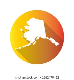 Alaska, USA Symbol Map Icon Round. Flat Vector Art Design with Shadow. Gradient Color Banner.